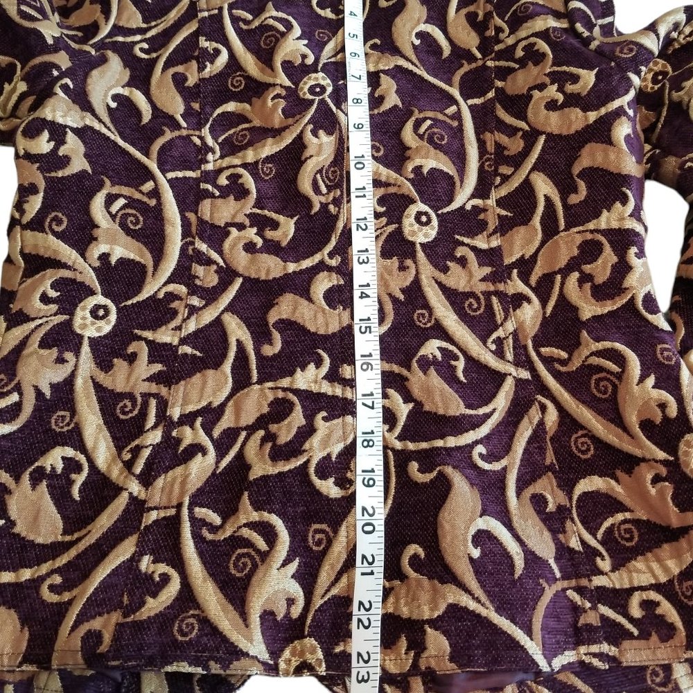 Women’s Burgundy & Gold Jacket Blazer Erin LondonJacquard Fabric Lined  Size 8 - Picture 9 of 9